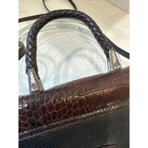 Brighton Crossbody Organizer Purse/Wallet Leather Brown And Black Alligator - Picture 6 of 16